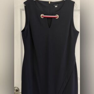 Tommy Hilfiger Navy Midi Dress with Gold Accent